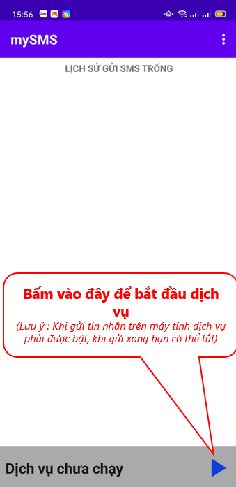 Bắt đầu dịch vụ gửi sms