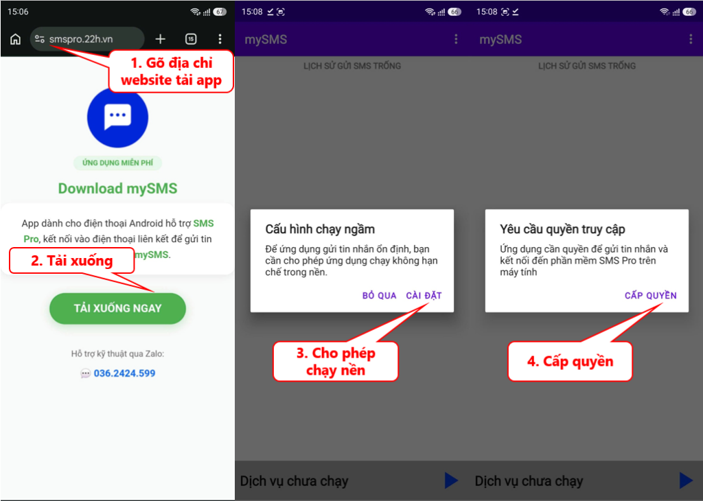 Hướng dẫn kết nối SMS Pro với điện thoại android - SMS Pro