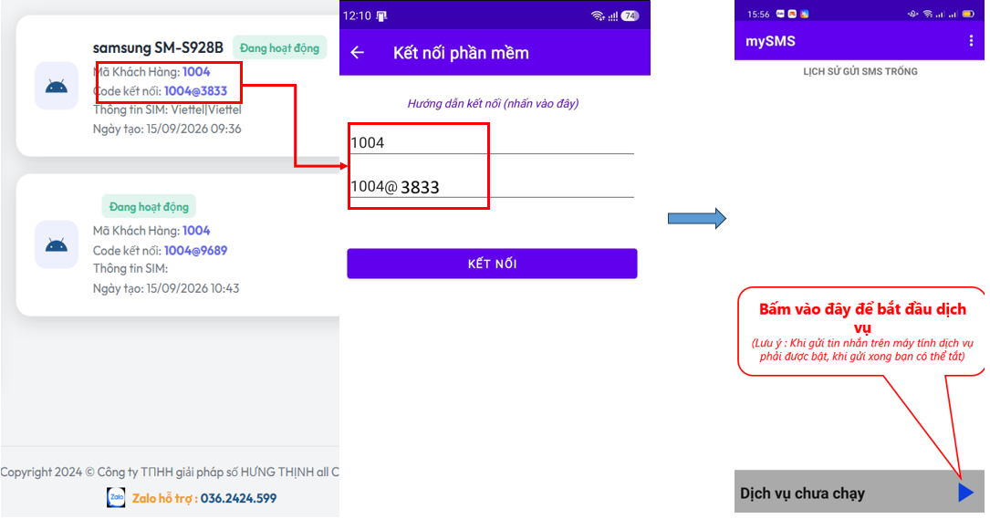 Điền code vào điện thoại android