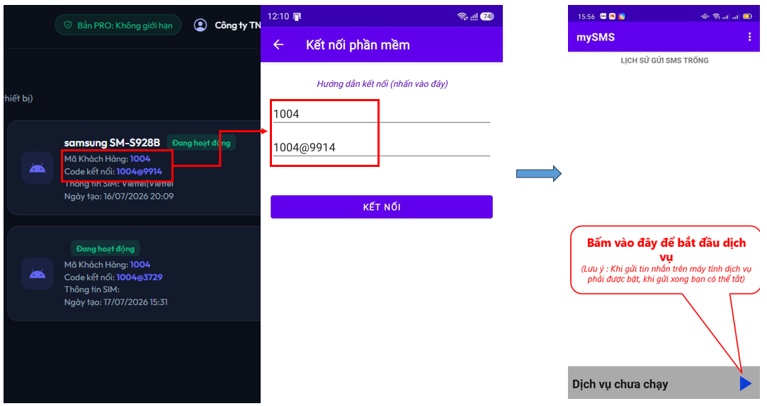 1.1 Điền code vào điện thoại android
